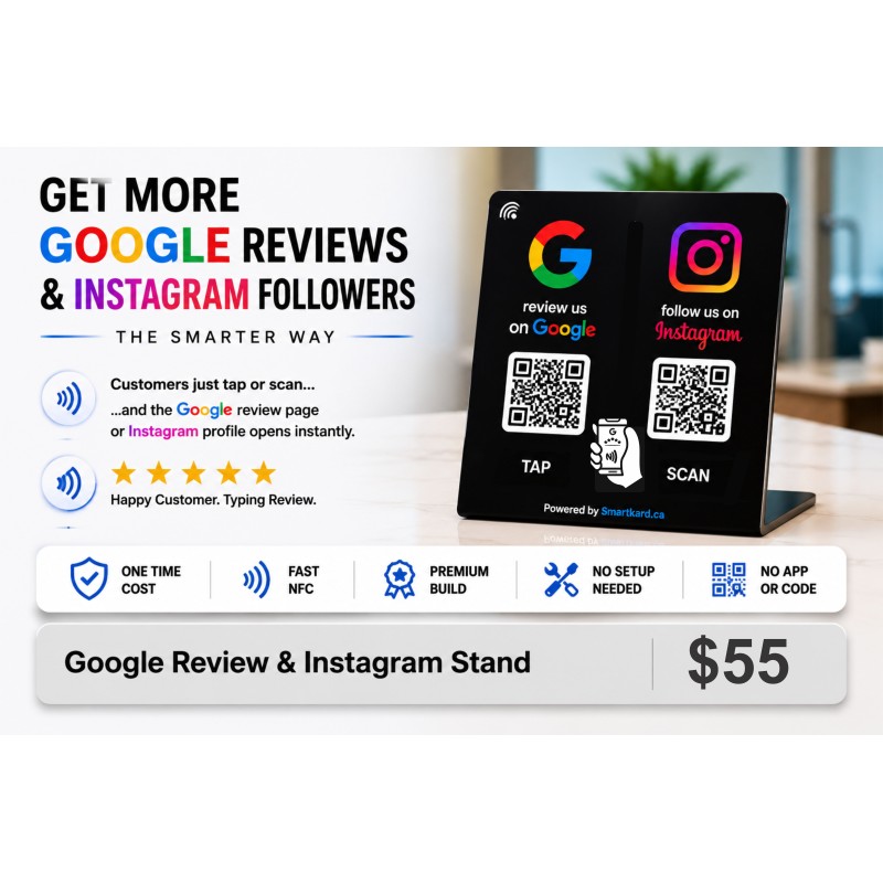 GOOGLE / INSTAGRAM AND 2 QR CODES STANDEE